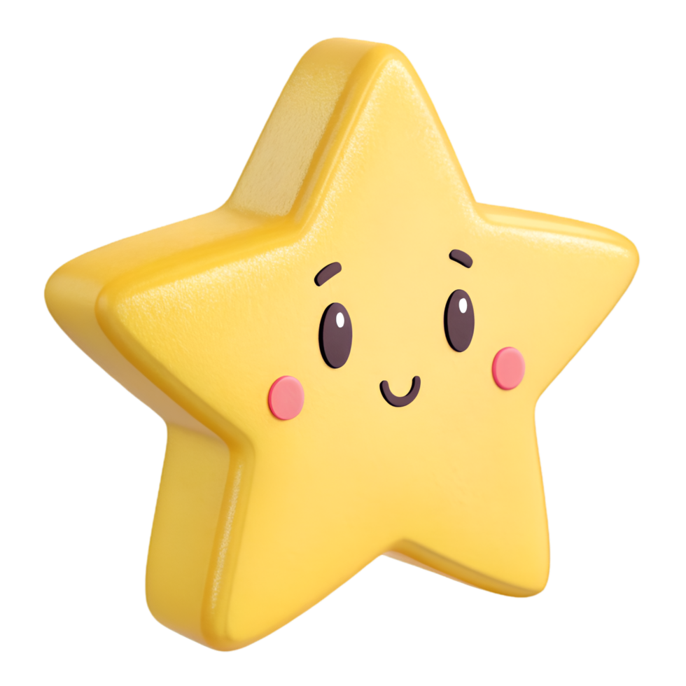 Cute 3D Smiling Star Character. Perfect for Children's Themes, Educational Projects, and Fun Designs. Adds a Whimsical Touch to An png