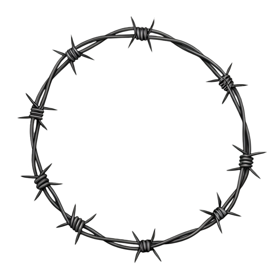 Black Barbed Wire Frame for Art and Design Projects. Ideal for Themed Decorations, Graphics, and Creative Expressions png