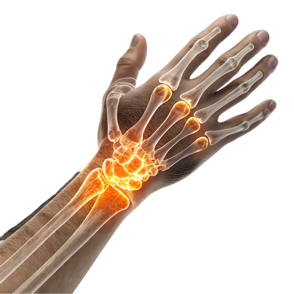 Hand Bone Structure with Joint Highlights png