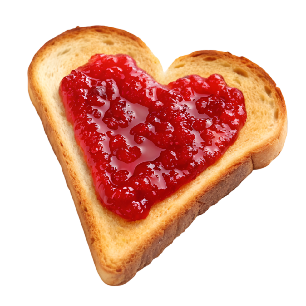 Heart Shaped Toast with Sweet Jam Spread png