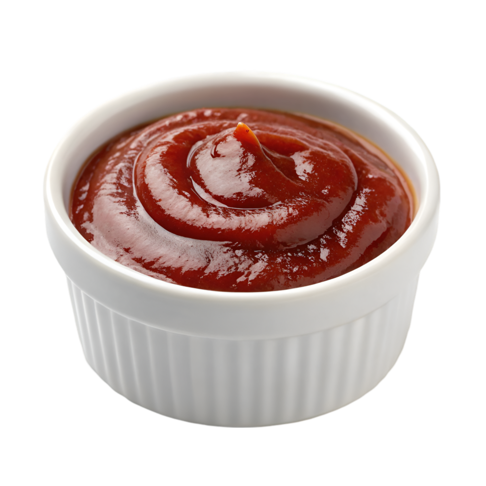Delicious Red Ketchup in White Bowl png