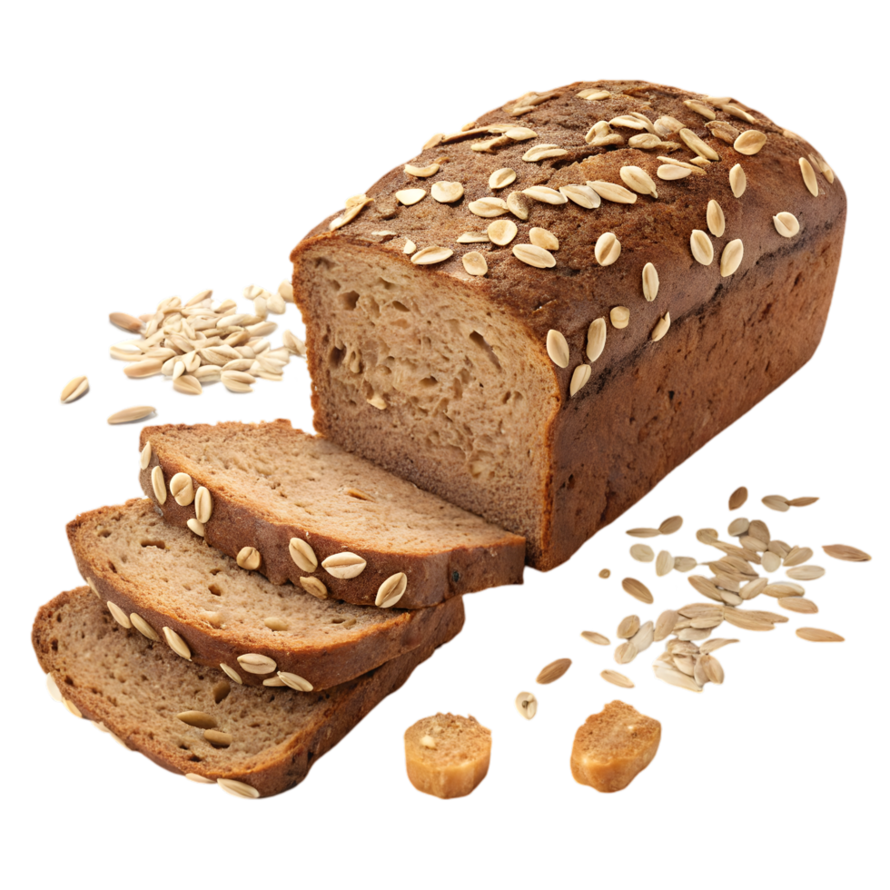 Fresh Whole Grain Bread with Oats for Healthy Eating. Perfect for Sandwiches, Toast, and Snacking. Enjoy Nutritious Flavor and Texture in Every Slice of This Wholesome Loaf png