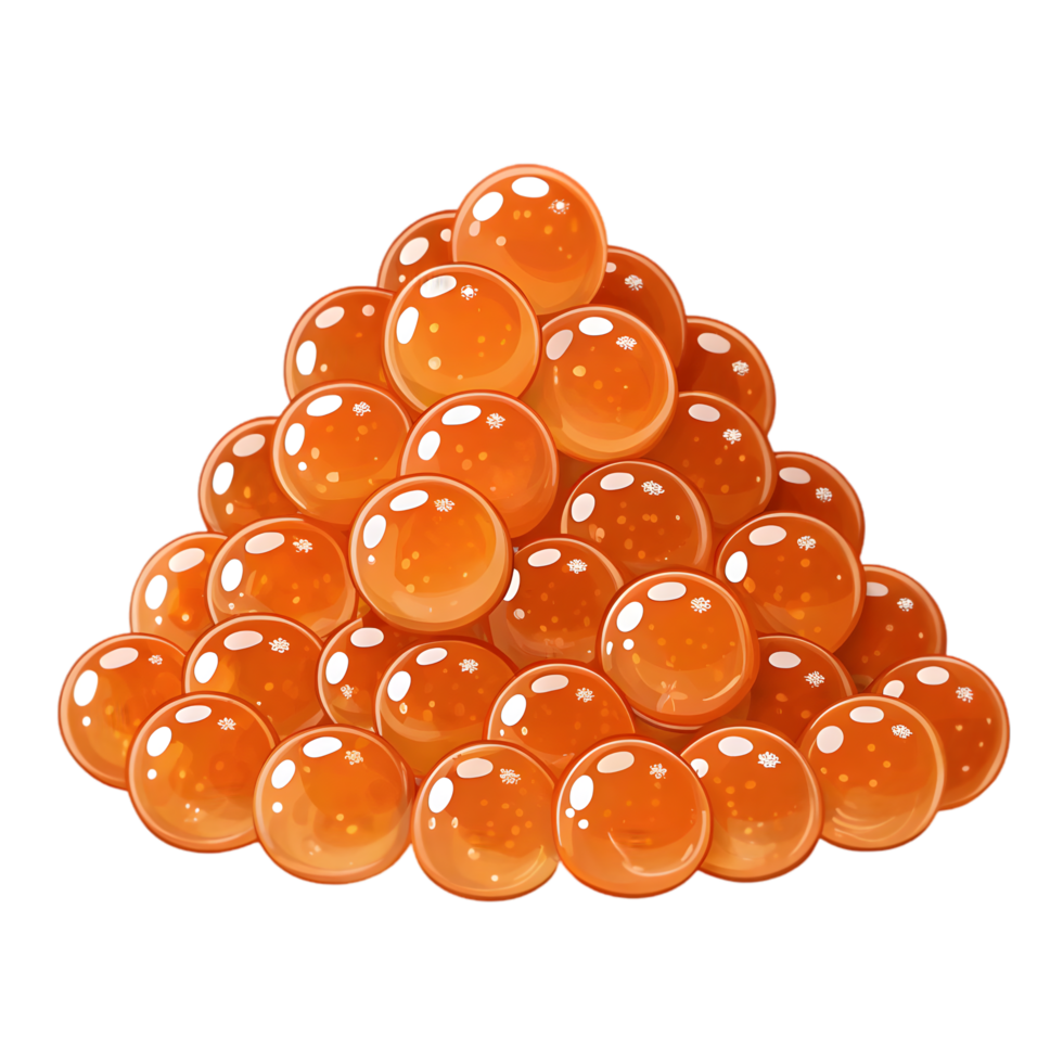 Vibrant Orange Boba Pearls for Bubble Tea and Desserts. Perfect for Adding Flavor and Texture to Your Beverages. Enjoy a Fun and Tasty Experience with Every Bite png