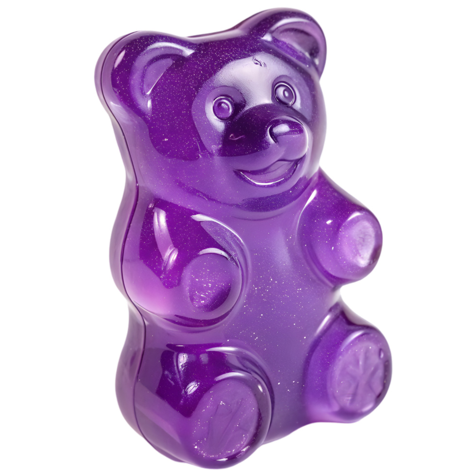 Fun Purple Gummy Bear Candy for Sweet Treats and Snacks. Perfect for Parties, Celebrations, and Everyday Enjoyment. Indulge in Unique Flavors with Chewy, Colorful Shapes png