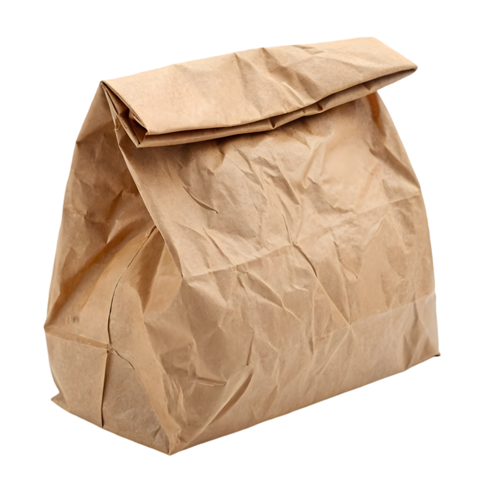 Durable Brown Paper Bag for Lunches and Snacks. Perfect for Eco-Friendly Packaging, Grocery Shopping, and Crafts. Enjoy a Versatile, Reusable Solution That Supports Sustainable Living png