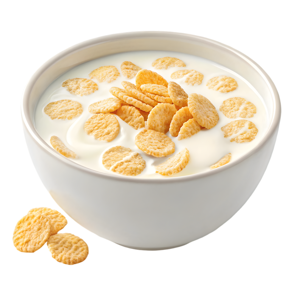 Crunchy Corn Flakes with Creamy Yogurt for a Healthy Breakfast. Perfect for Quick Meals, Nutritious Snacking, and Energizing Starts. Enjoy a Delicious Blend of Flavor png
