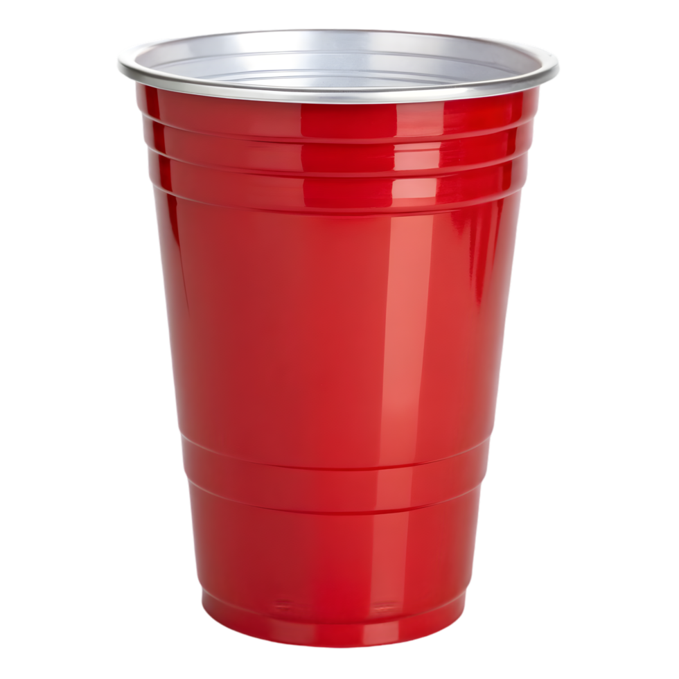 Durable Red Plastic Cup for Parties and Events. Perfect for Drinks, Snacks, and Outdoor Gatherings. Enjoy a Convenient and Fun Way to Serve Beverages with Vibrant Style png