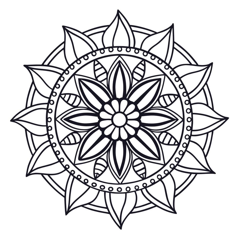 Outline Mandala for Coloring Book Page. vector