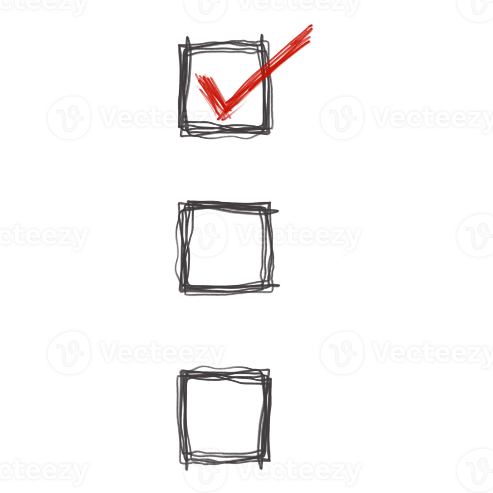 Hand drawing check box symbol icon for decorate. png