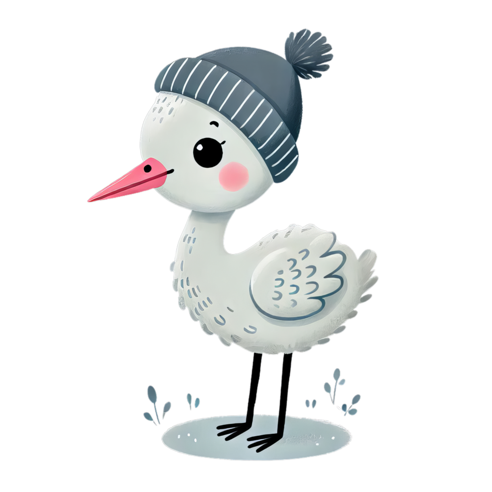 A cartoon white bird wearing a hat png