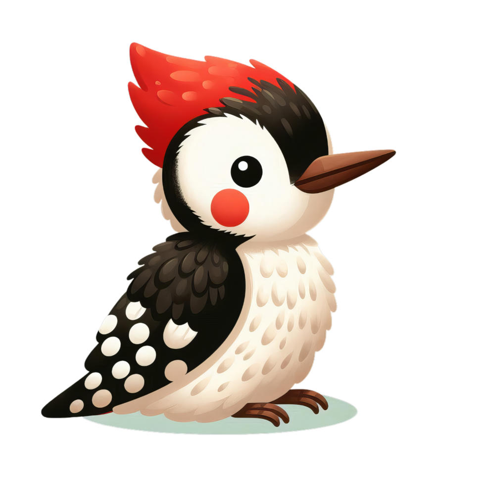 A cartoon woodpecker with red and white feathers png