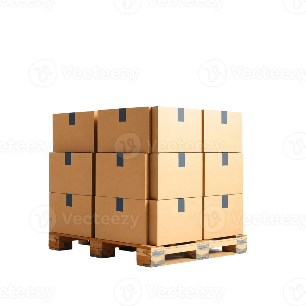 A stack of cardboard boxes on a pallet png