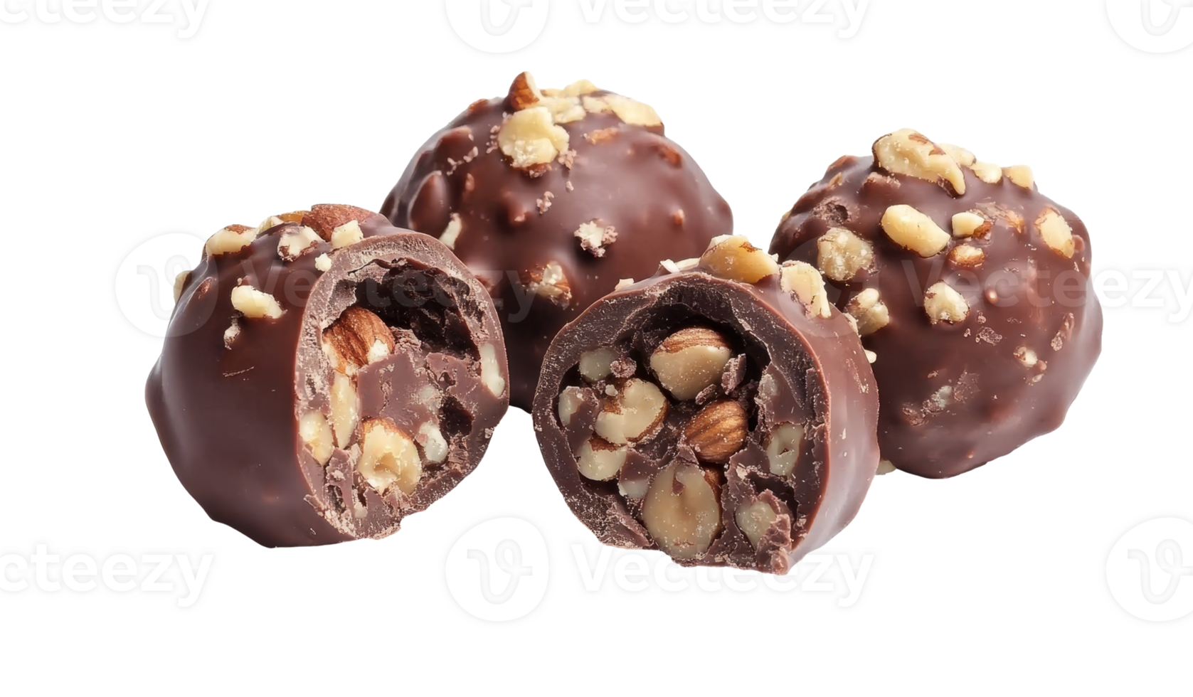 Delicate chocolate balls with nuts png