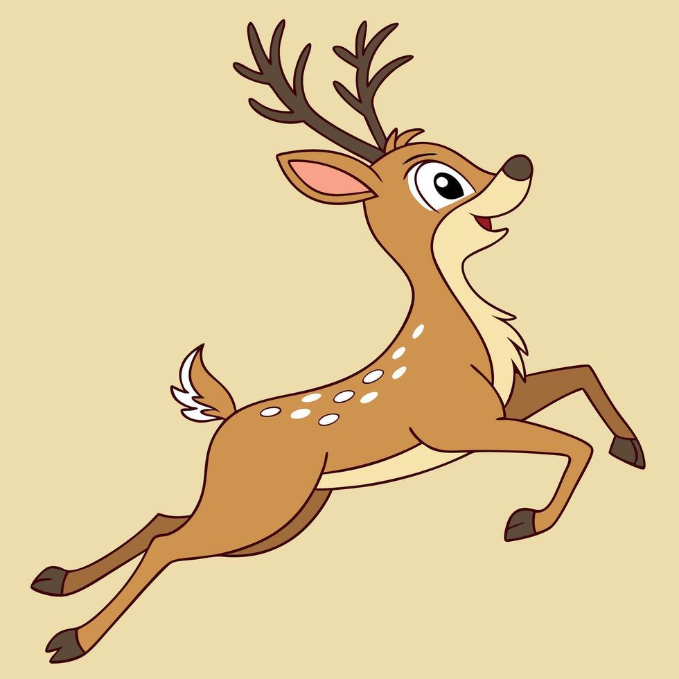 Happy cartoon deer jumping with joy vector
