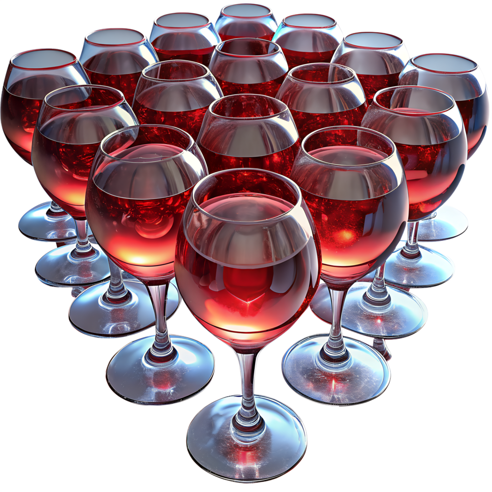 Elegant Collection of Red Wine Glasses in a Row png