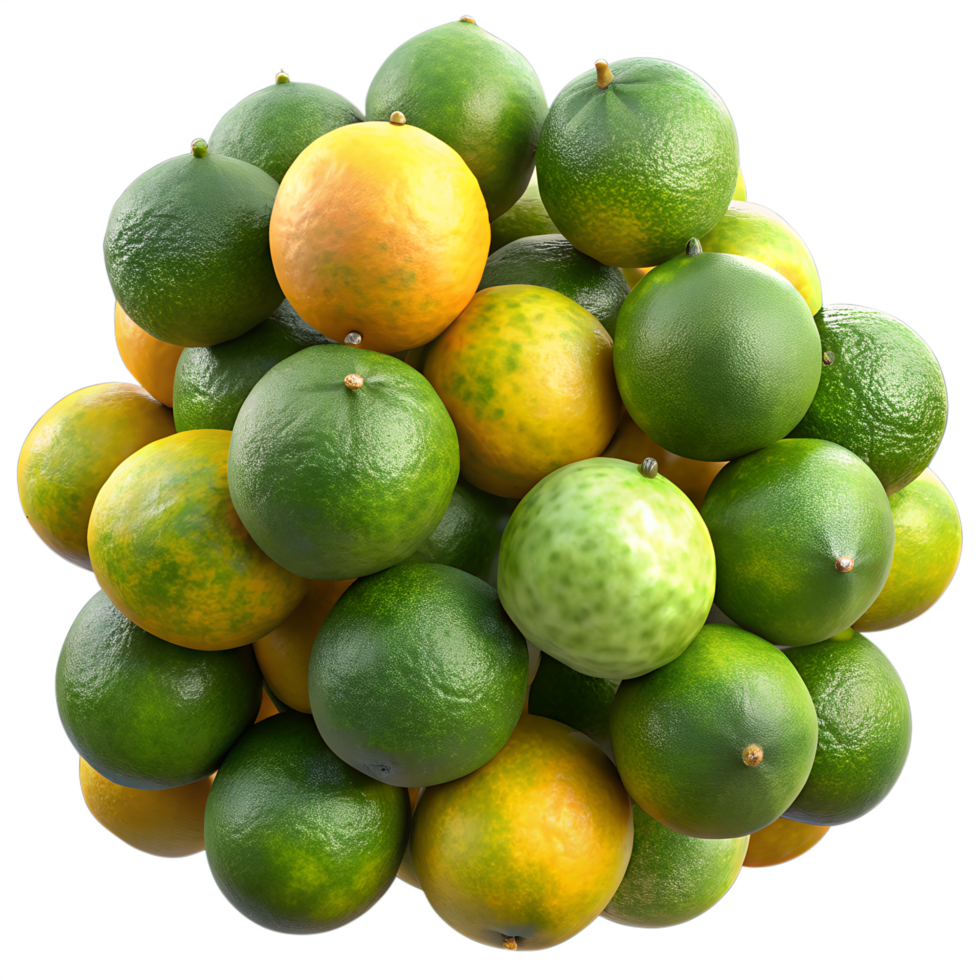 A calamansi lime cluster showing its mix of green png
