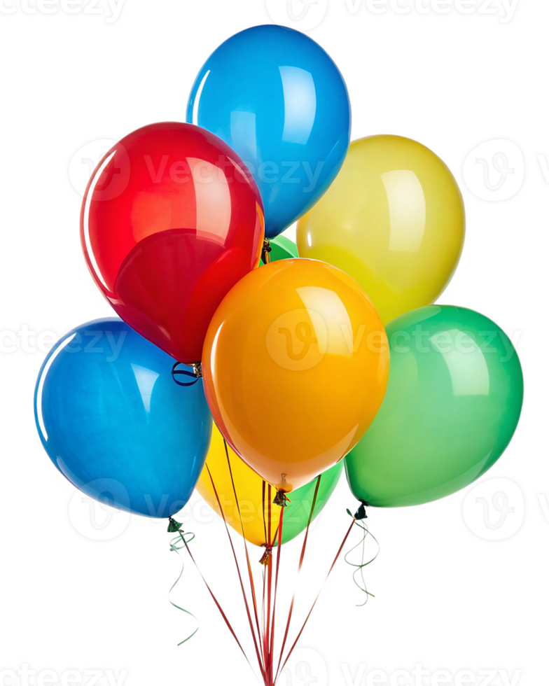 Colorful balloons bunch isolated on transparent background png