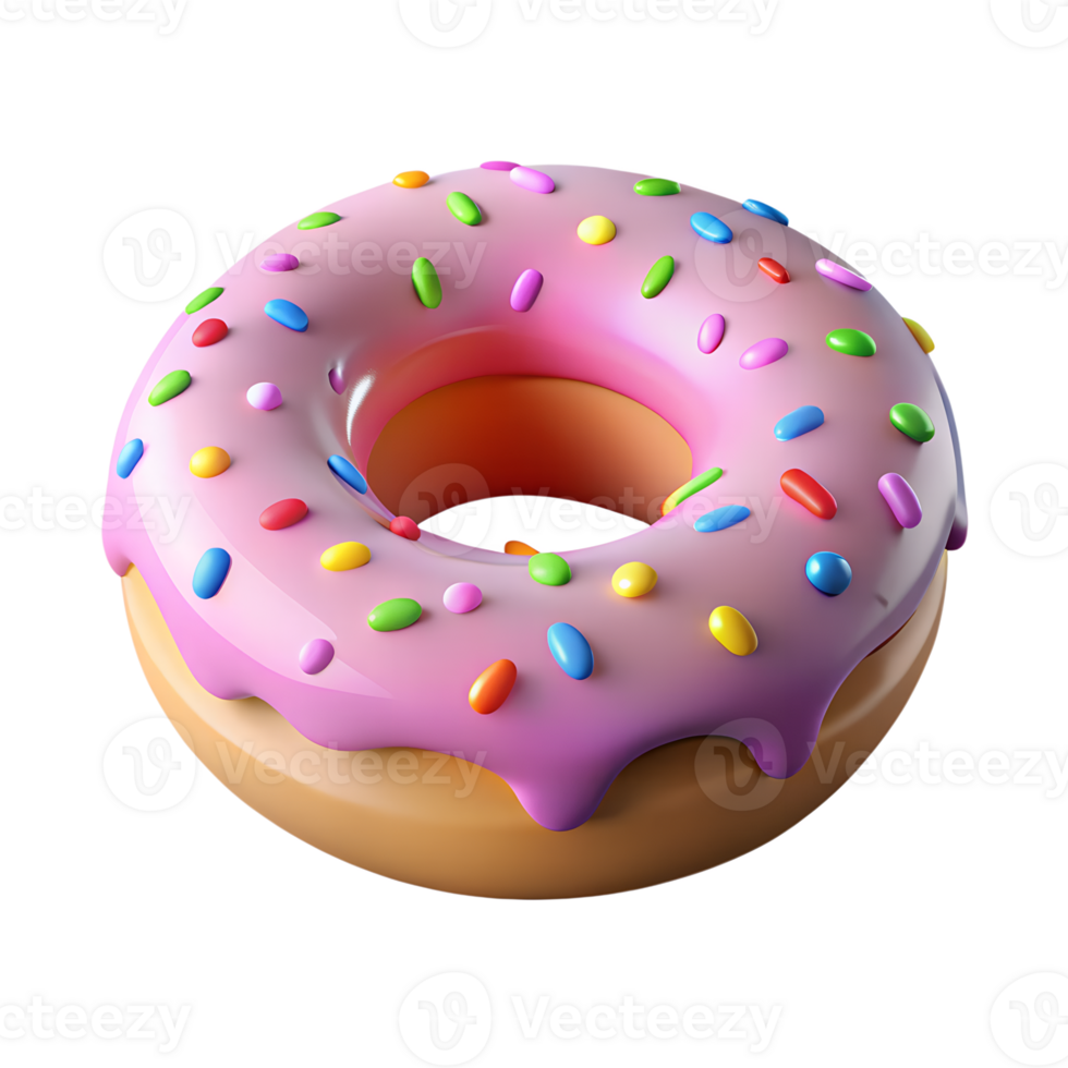 Tasty Donut with Pink Frosting and Colorful Decoration png