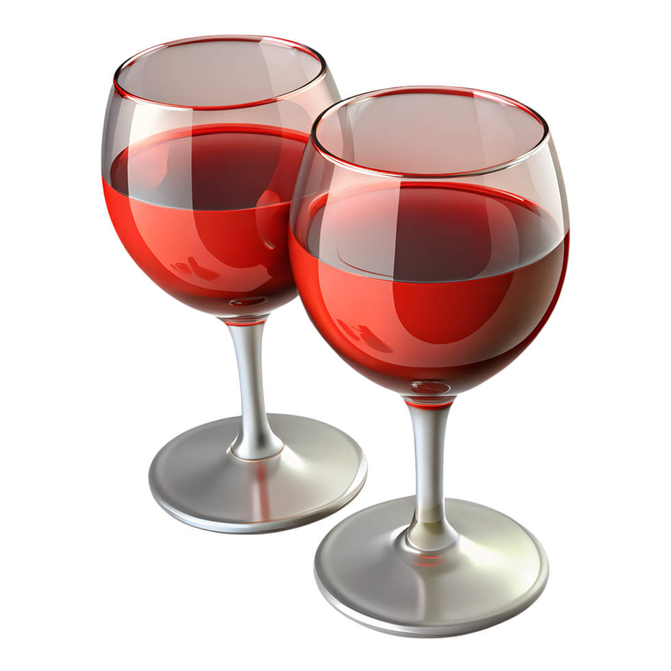 Two Elegant Wine Glasses Filled with Red Wine png