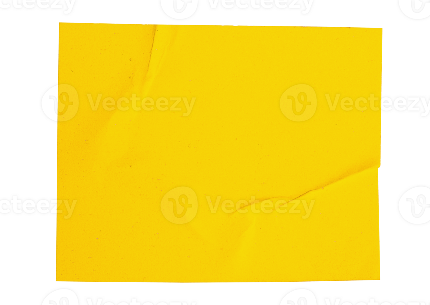 Blank crumpled yellow sticker dented paper paper cutout with transparent background, providing copy space for text or design elements png