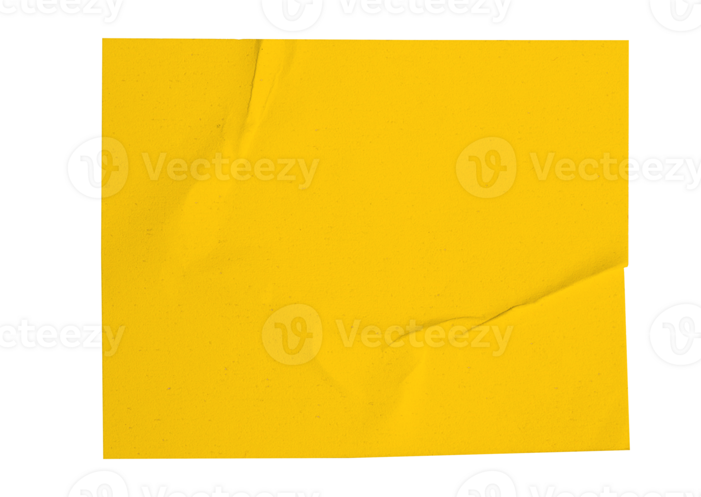 crumpled yellow sticker dented paper note paper cutout with transparent background, providing copy space for text or design elements png