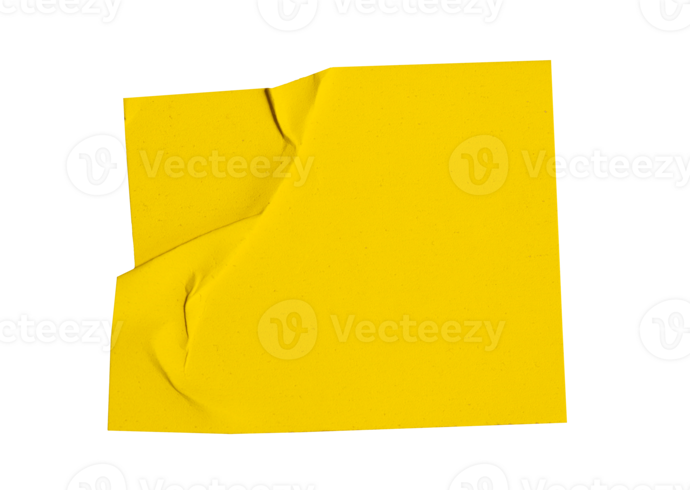 Blank crumpled yellow sticker dented paper note paper with transparent background, providing copy space for text design elements png