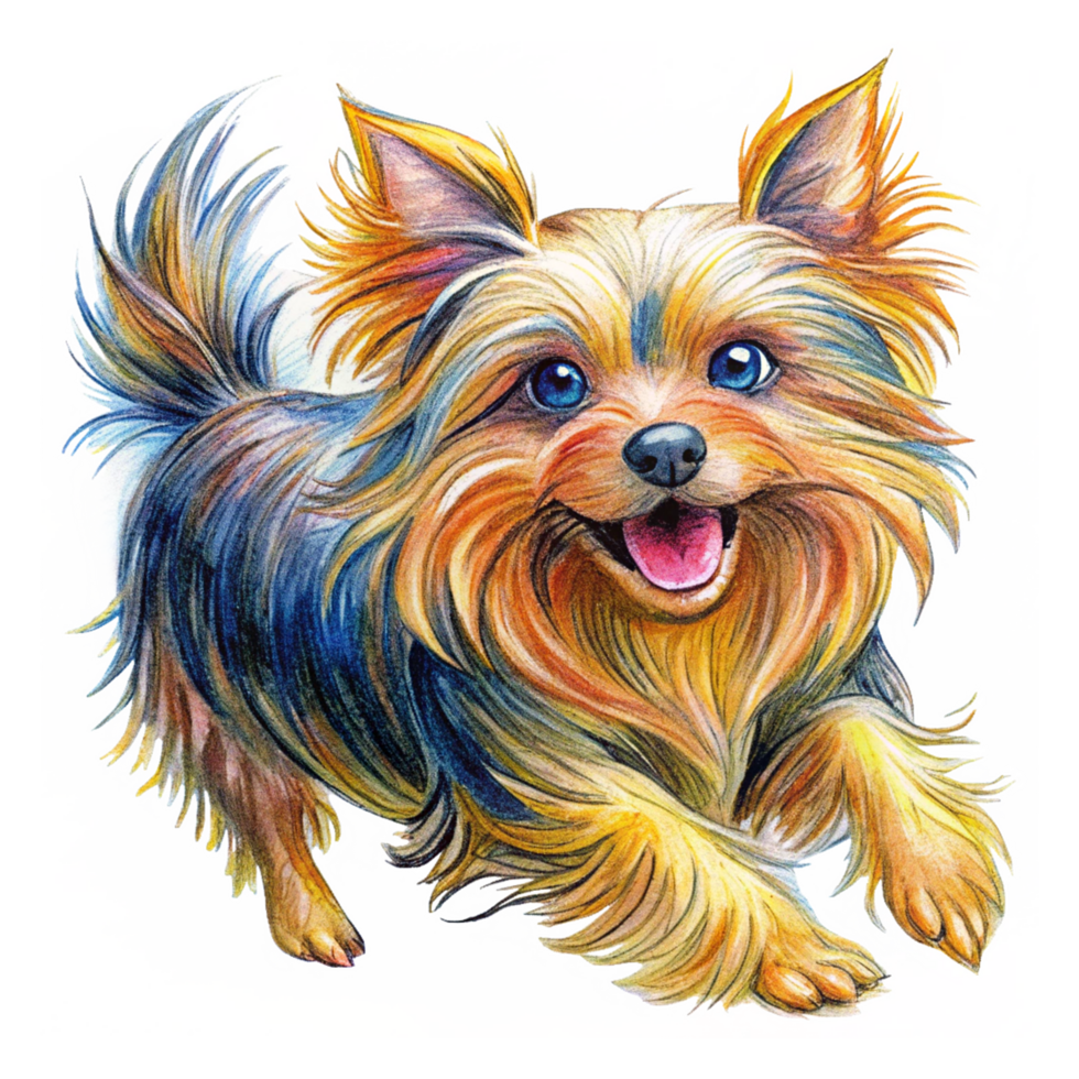 Yorkshire Terrier enjoying an active sprint in transparent background png