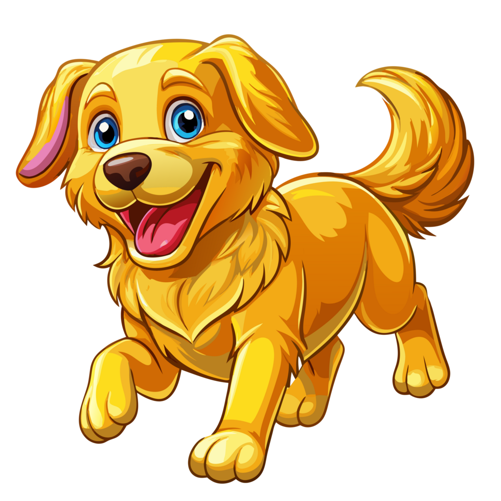 Lively Golden Retriever racing with excitement in transparent background png