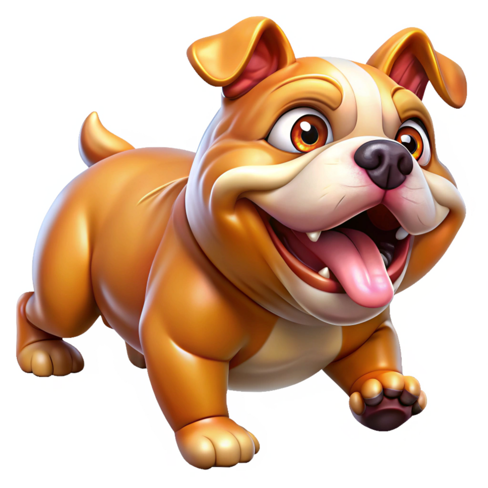 Happy Bulldog rushing forward in transparent background png