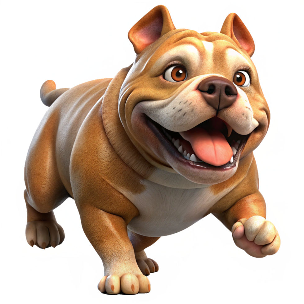 Adorable Bulldog moving fast in transparent background png