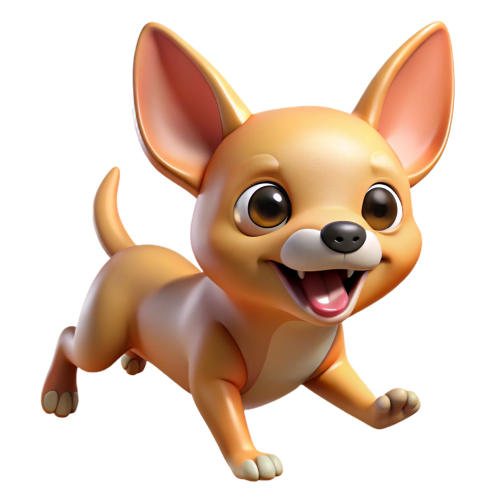 Chihuahua running with an energetic expression in transparent background png