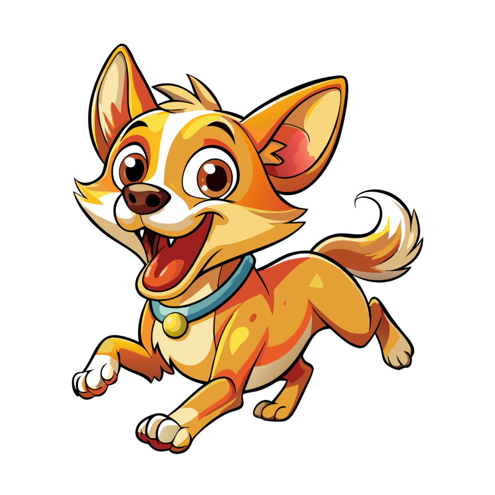 Chihuahua full of energy running freely in transparent background png