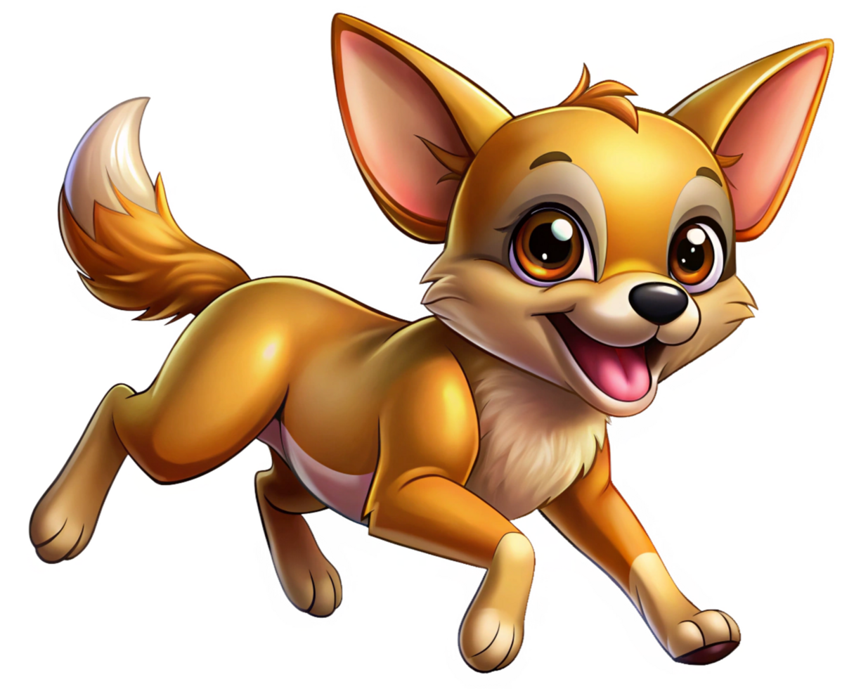 Chihuahua running energetically with full enthusiasm in transparent background png