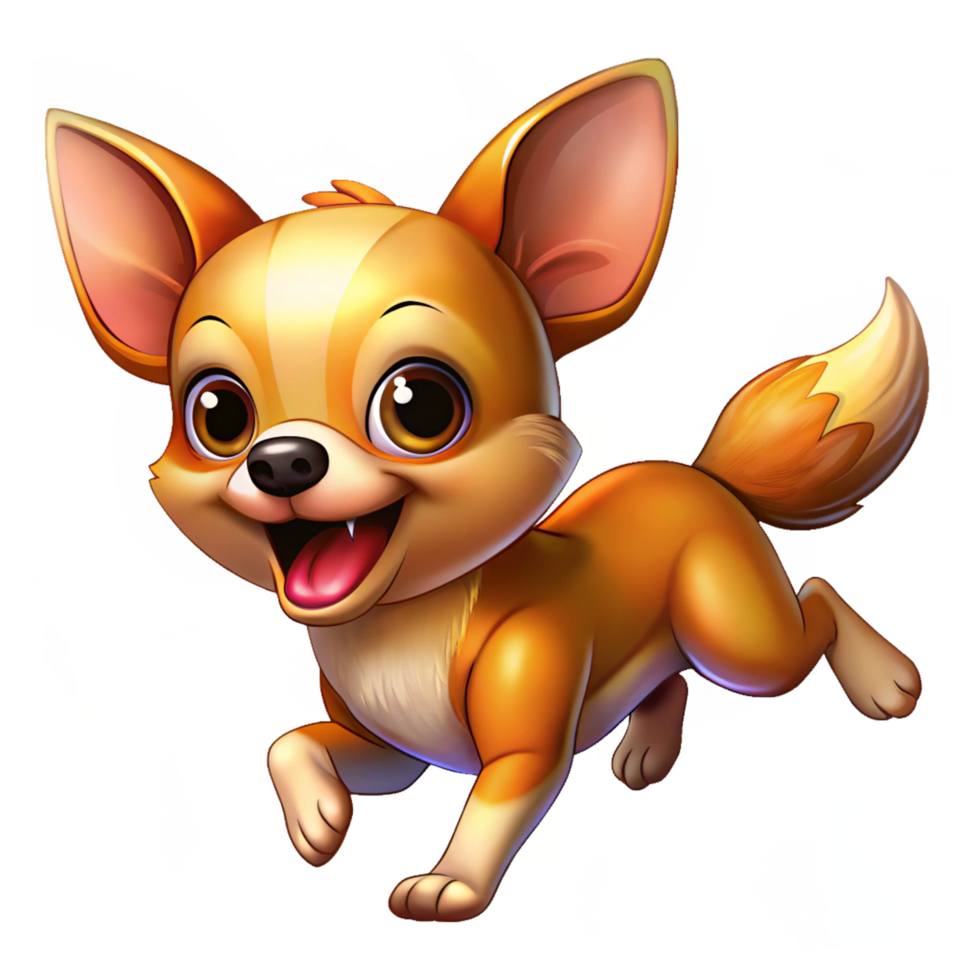 Playful Chihuahua caught in action mid-run in transparent background png