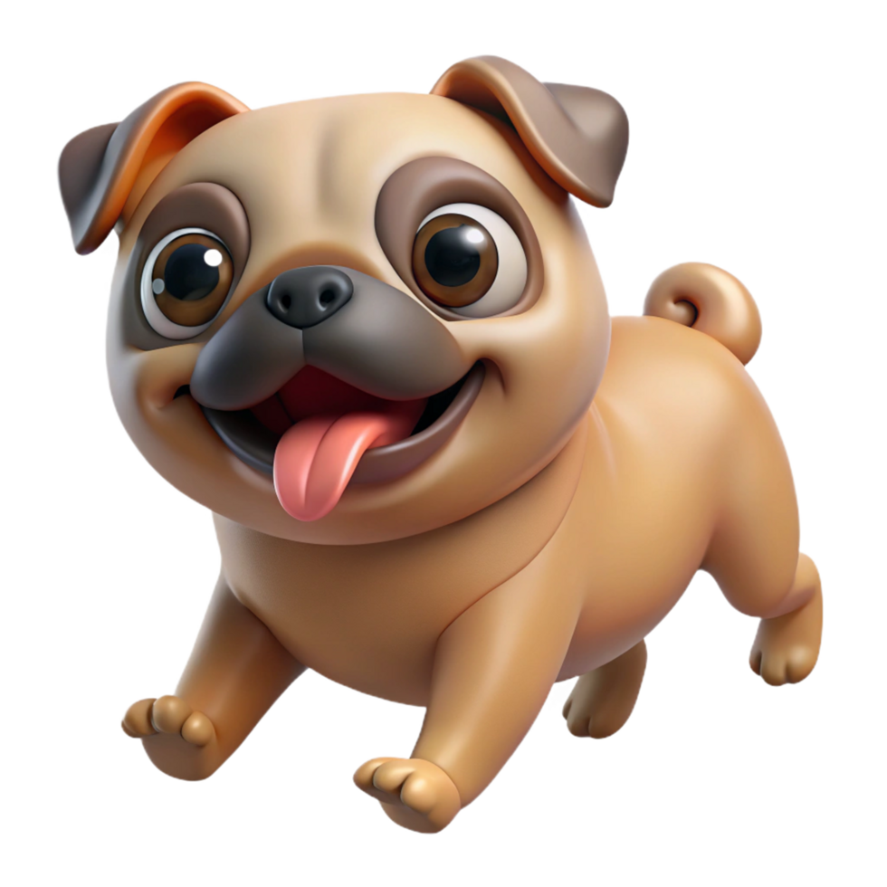 Pug Running Towards Excitement in Transparent Background png