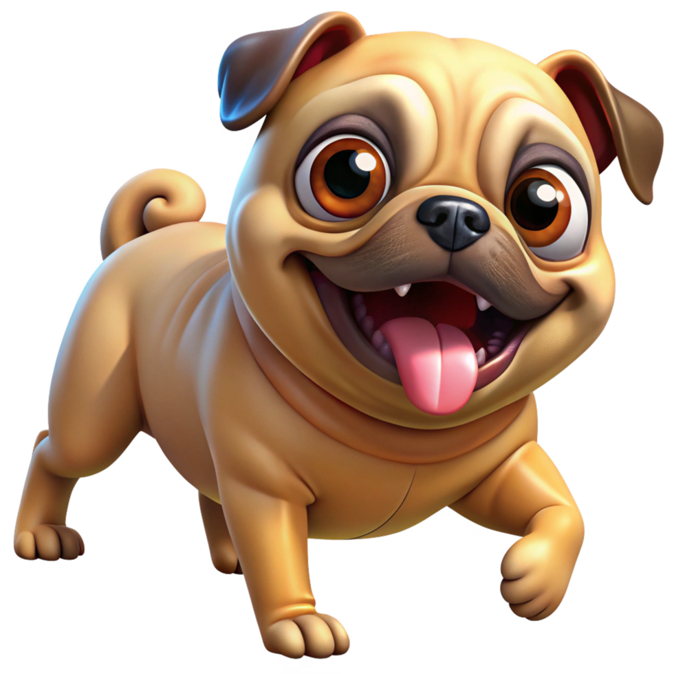 Pug Running in Action in Transparent Background png