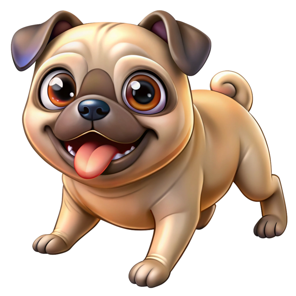 Lively Pug Sprinting in Transparent Background png