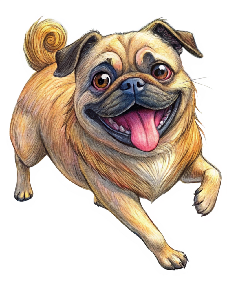 Pug Running and Having Fun in Transparent Background png