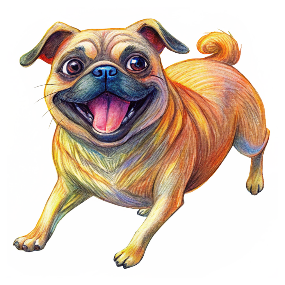 Happy Pug Enjoying a Playful Sprint in Transparent Background png