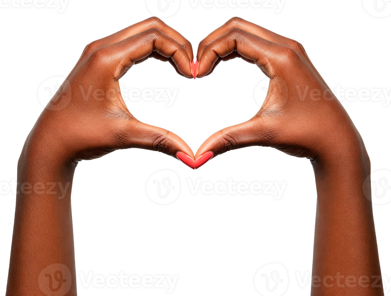 Delicate African American hands forming a heart shape cut out png