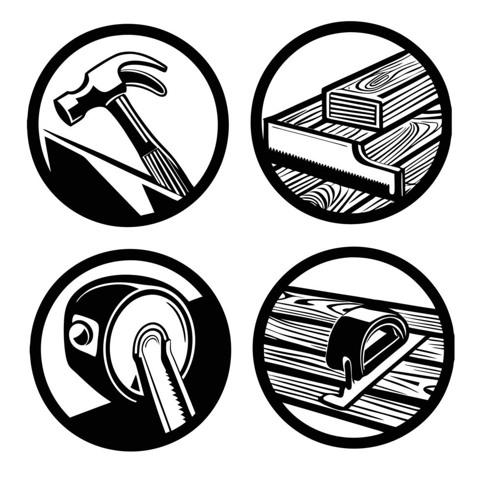 Silhouette set of woodworking tools vector