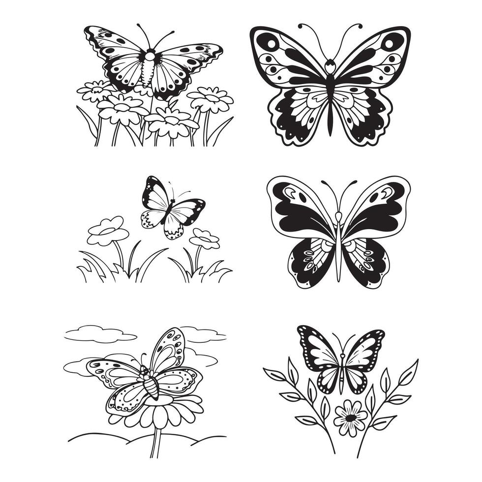 Set of Beautiful butterflies vector