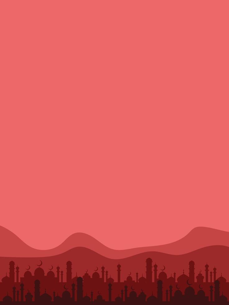 islamic eid background with mosque and mountains vector