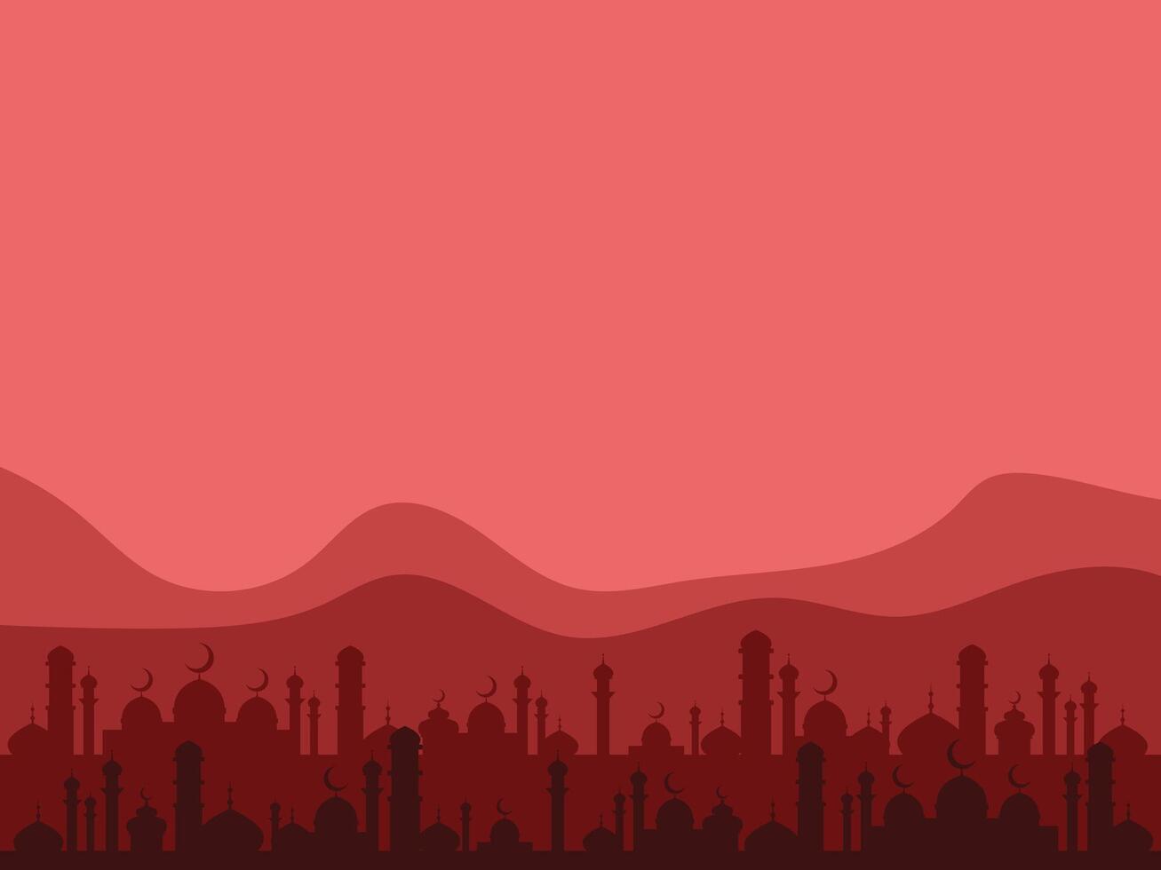 asian background with mosque and mountains vector