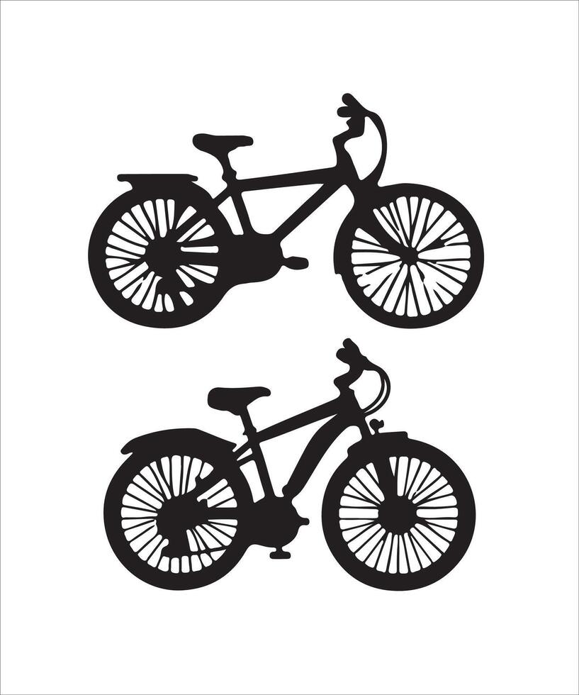 bicycles silhouette with white background vector