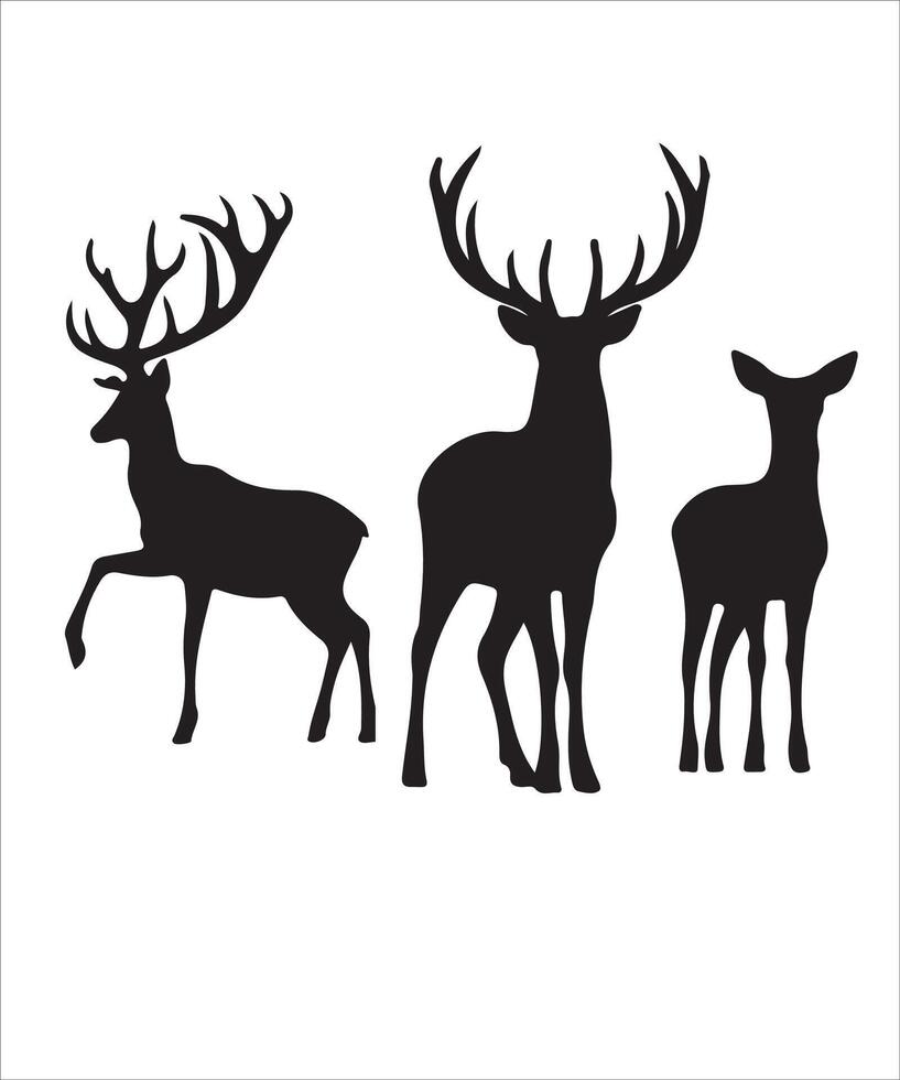 Deer animals silhouette set vector