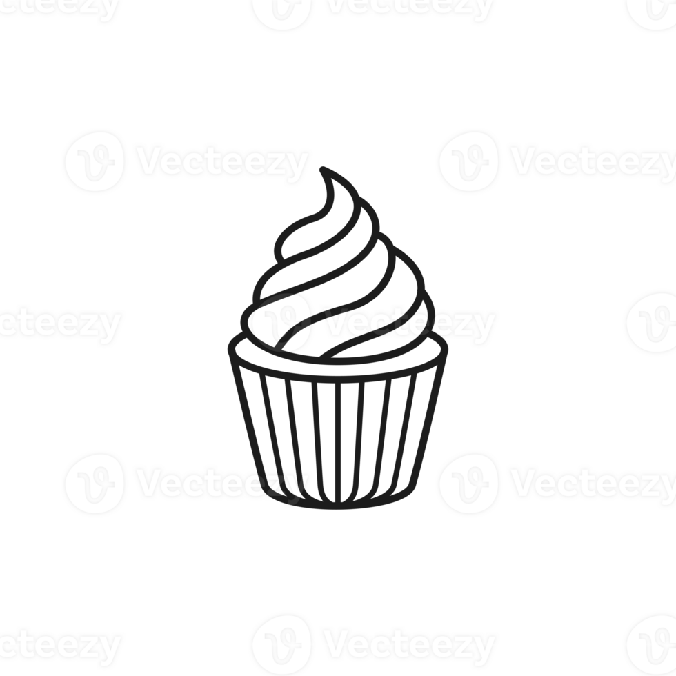 Cupcake Delight Simple Outline Illustration png