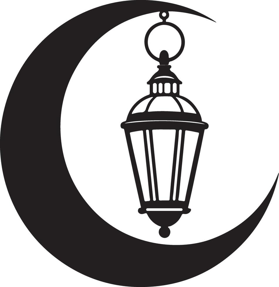 Minimalist Moon and Lantern Silhouette Illustration vector