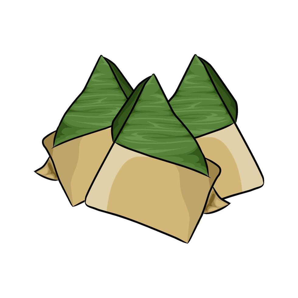 banana leaf wrapped rice, typical Indonesian food vector