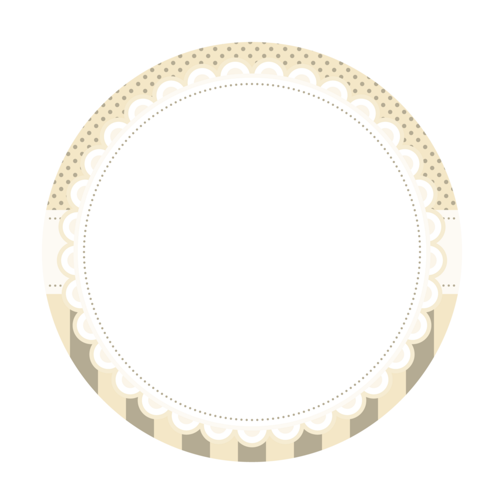 Light Beige Decorative Round Border with Scalloped Edge and Dotted Accents png